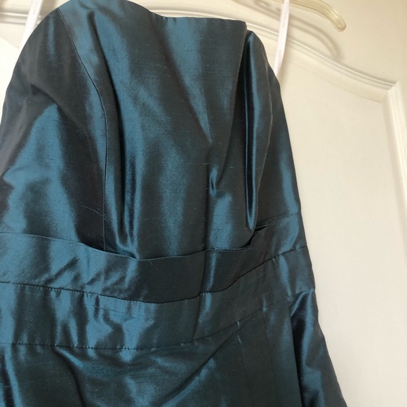 Dessy Collection Blue Metallic Strapless Dress - Picture 2 of 6